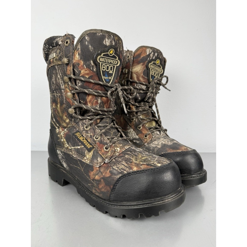 LaCrosse 10" Camo Hunting Boots Mens 7.5 800g Insulation Waterproof Canvas Black